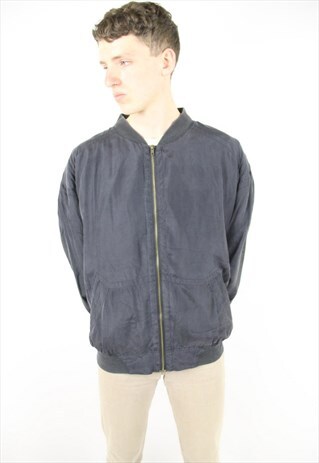 VINTAGE BLACK 90'S SILK BOMBER JACKET