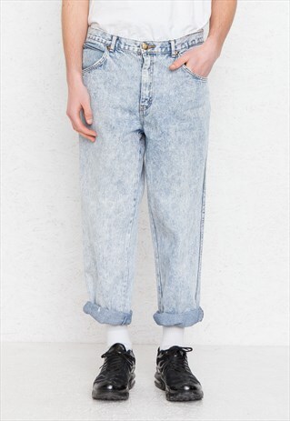 VINTAGE BLUE CLUB CALIFORNIA ACID WASHED DENIM JEANS