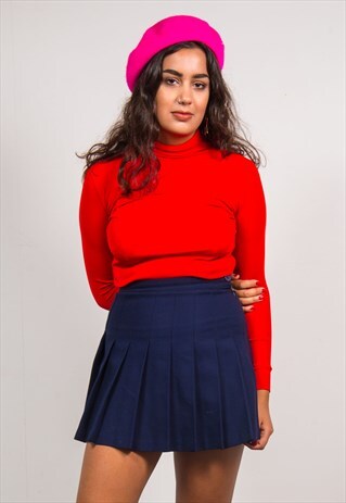 VINTAGE 70'S RED TURTLE NECK LONG SLEEVE TOP