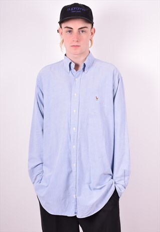 CHAPS RALPH LAUREN MENS VINTAGE POLO SHIRT LARGE BLUE 90'S