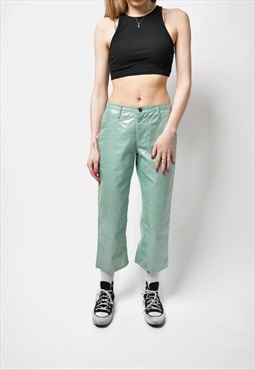 Just Cavalli vintage women's glitter green capri pants Y2K