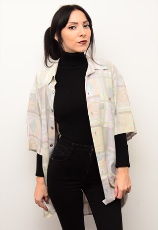 VINTAGE 90'S PASTEL ABSTRACT RETRO CRAZY PATTERNED SHIRT