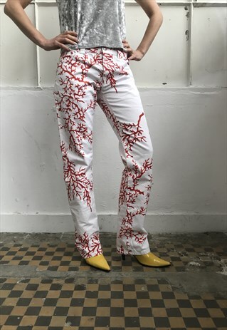 VINTAGE 90' UNIQUE VALENTINO WHITE DENIM TROUSERS