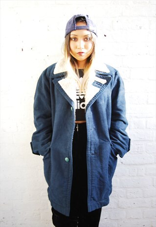 FLEECE LINED JACKET WITH CRAZY COLLAR (1990'S/BLUE)