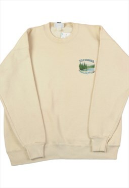 Vintage TSF Originals Dog Print Sweatshirt Beige Ladies XL