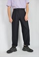 Vintage black striped classic straight wool suit trousers
