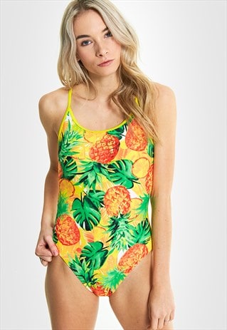 ZOGGS PINA COLADA PINEAPPLE PRINT STARBACK SWIMSUIT