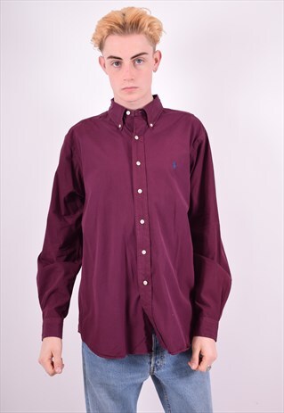 RALPH LAUREN MENS VINTAGE SHIRT LARGE MAROON 90'S
