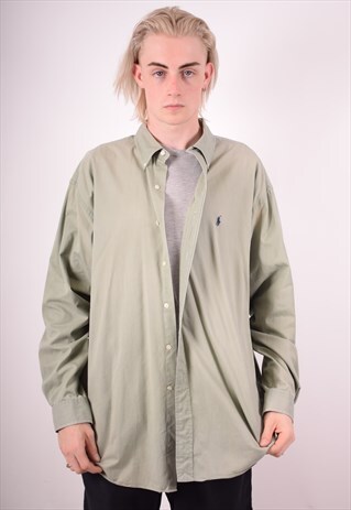 RALPH LAUREN MENS VINTAGE SHIRT XL GREEN 90S
