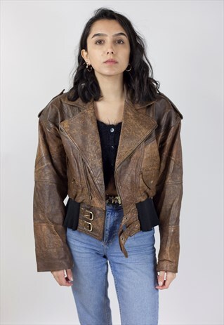 VINTAGE 90S BROWN LEATHER JACKET