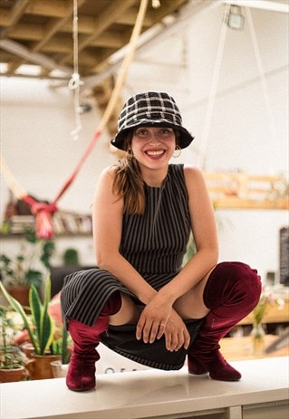 PLAID WOOL BUCKET HAT