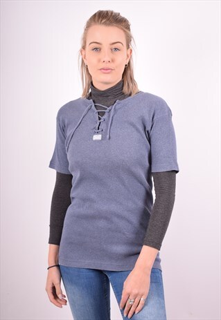 LEVI'S WOMENS VINTAGE T-SHIRT TOP MEDIUM BLUE 90S
