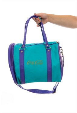 Vintage Turquoise & Purple Coca Cola Spellout Sports Holdall