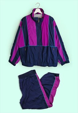 ALEX Athletics Vintage 90's Unisex Retro Tracksuit Blue Pink