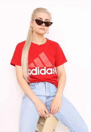 VINTAGE 90S ADIDAS RED TOP T-SHIRT
