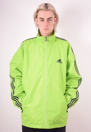 ADIDAS MENS VINTAGE RAIN JACKET XXL GREEN 90S