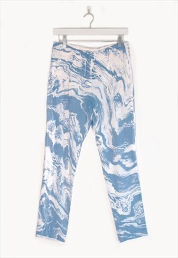 Marble Print Light Blue Trousers