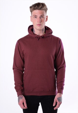 ESSENTIAL BLANK PULLOVER HOODY - BURGUNDY RED HEATHER