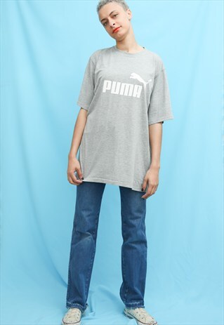 PUMA GREY OVERSIZED SPORTS T-SHIRT
