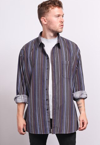 VINTAGE CORDUROY CORD STRIPED SHIRT