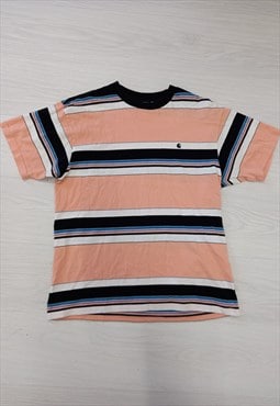 Carhartt T-Shirt Black/Pink/Multi Striped Cotton