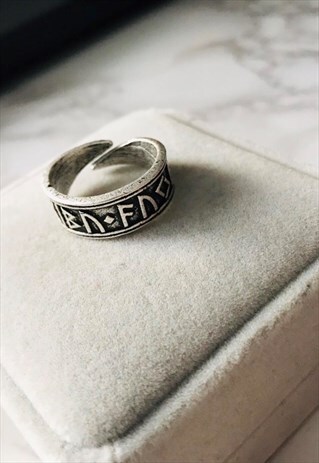 Solid adjustable Viking Pagan Norse Rune Runic Ring, Gift fo