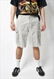 VINTAGE LONG CARGO SHORTS BEIGE GREY FOR MEN MULTI POCKET 