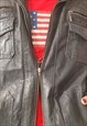 VINTAGE Y2K 00'S UNISEX BLACK RIB HEM LEATHER JACKET