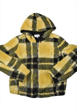 Vintage Hooded Jacket Retro Pattern Yellow Ladies Medium