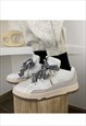 PLATFORM SNEAKERS CUSTOM WIDE LACES TRAINERS IN WHITE