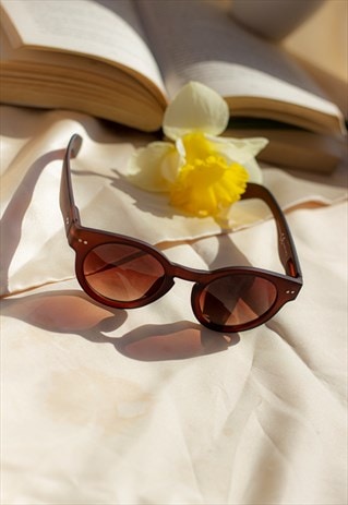 Red Brown Chunky Rounded Sunglasses
