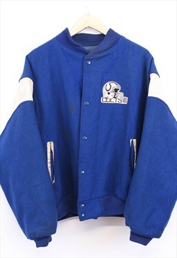 Vintage NFL Indianapolis Colts Bomber Jacket Blue Button Up