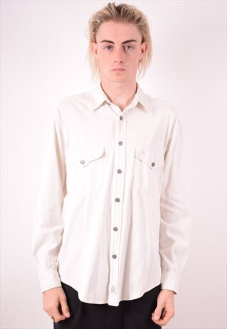 CERRUTI 1881 MENS VINTAGE SHIRT MEDIUM WHITE 90S