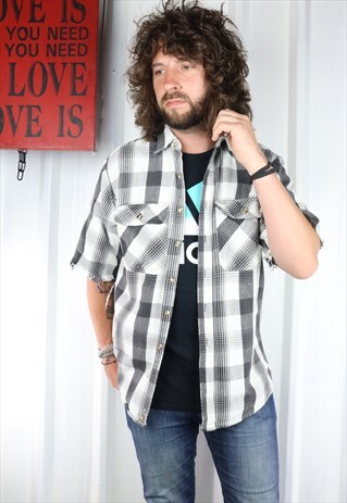 VINTAGE CHECK FLANNEL OVERSIZED GRUNGE INDI SHIRT