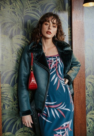 CROPPED AVIATOR JACKET EMERALD GREEN