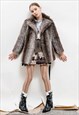 VINTAGE 70S BOHO FAUX FUR BOXY FIT COAT IN BROWN OVERSIZED