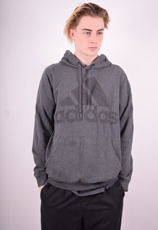 ADIDAS MENS VINTAGE HOODIE JUMPER MEDIUM GREY 90'S