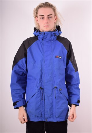 BERGHAUS MENS VINTAGE WINDBREAKER JACKET MEDIUM BLUE 90S