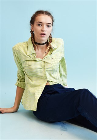 Y2K TOMMY HILFIGER CHECKED PRINT SHIRT TOP