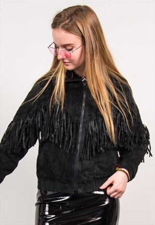 VINTAGE 70'S SUEDE TASSEL BOMBER JACKET FESTIVAL