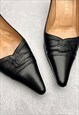 Chanel Heels Courts Black CC Authentic Logo Leather Monogram