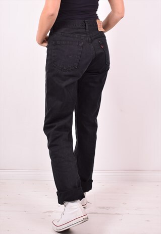 LEVI'S 501 WOMENS VINTAGE JEANS W33 L36 BLACK 90S