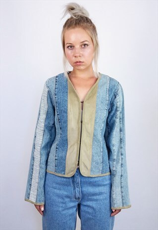 VINTAGE 80'S STYLE CROPPED DENIM JACKET/BLAZER