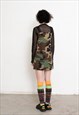 VINTAGE 90S CAMOUFLAGE DUNGAREE SKIRT MINI OVERALLS ARMY