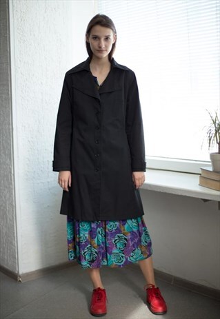 VINTAGE 90'S CLASSIC BLACK TRENCH COAT