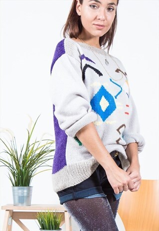 VINTAGE 80S CLASSIC KNITWEAR JUMPER / S1525