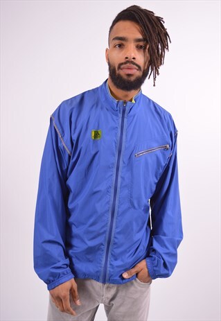 ADIDAS MENS VINTAGE TRACKSUIT TOP JACKET MEDIUM BLUE 90S