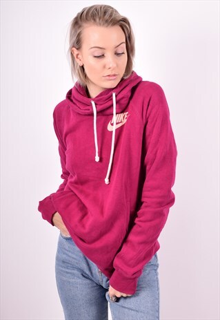 NIKE WOMENS VINTAGE HOODIE JUMPER LARGE PURPLE 90'S