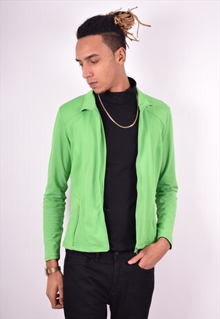 MENS VINTAGE TRACKSUIT TOP JACKET MEDIUM GREEN 90'S