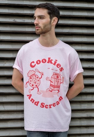COOKIES AND SCREAM MEN'S SLOGAN T-SHIRT